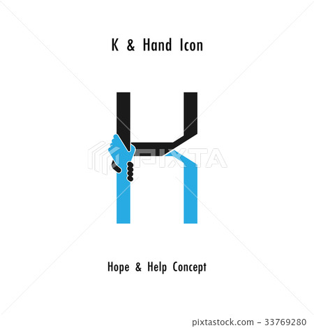 Creative K- alphabet icon abstract and hands icon Creative K- alphabet icon abstract and hands icon 33769280