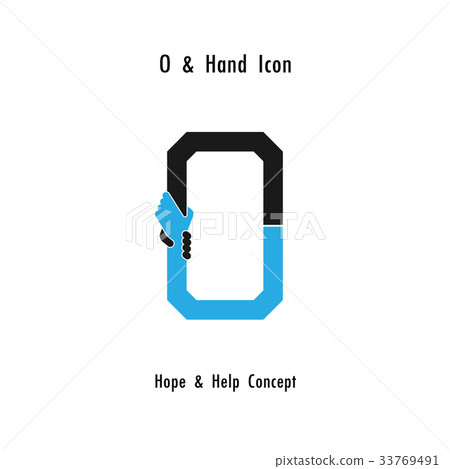 Creative O- alphabet icon abstract and hands icon Creative O- alphabet icon abstract and hands icon 33769491
