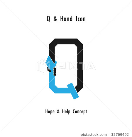 Creative Q- alphabet icon abstract and hands icon Creative Q- alphabet icon abstract and hands icon 33769492