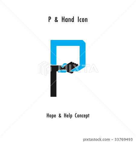 Creative P- alphabet icon abstract and hands icon 33769493