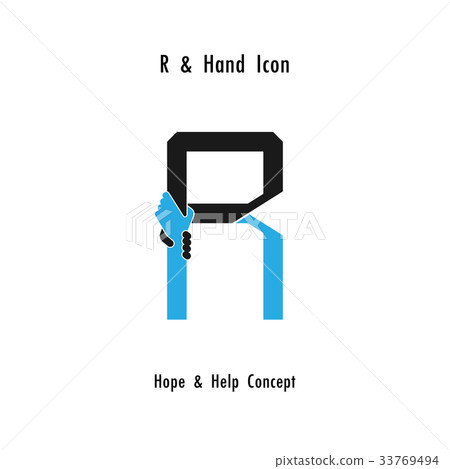 Creative R- alphabet icon abstract and hands icon 33769494