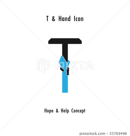 Creative T- alphabet icon abstract and hands icon  33769496