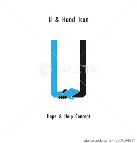 Creative U- alphabet icon abstract and hands icon Creative U- alphabet icon abstract and hands icon 33769497