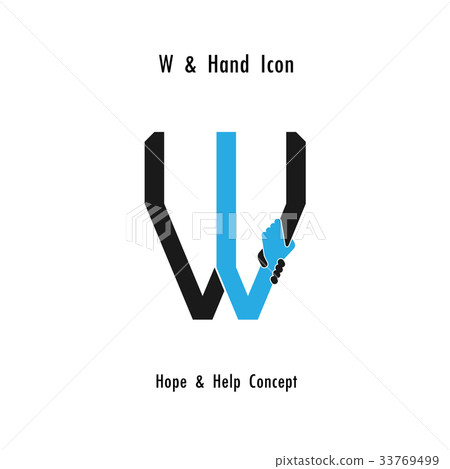 Creative W- alphabet icon abstract and hands icon Creative W- alphabet icon abstract and hands icon 33769499