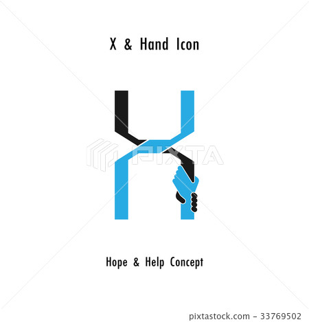 Creative X- alphabet icon abstract and hands icon Creative X- alphabet icon abstract and hands icon 33769502