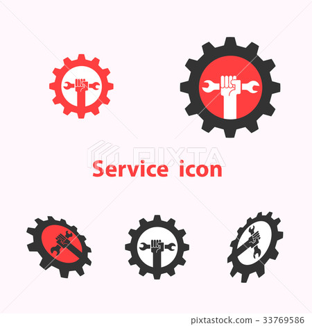 Human hand icon and wrench with gear vector - Stock Illustration ...
