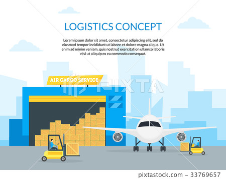 Cartoon Air Cargo Transportation Delivery Service Cartoon Air Cargo Transportation Delivery Service 33769657