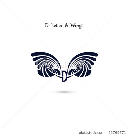 D-letter sign and angel wings.Monogram wing vector 33769771