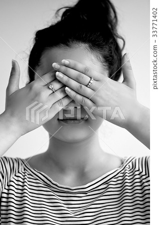 Emotions. Close-up facial portrait. See no evil 33771402