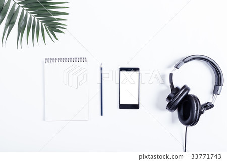 Mobile phone, black headphones Mobile phone, black headphones 33771743