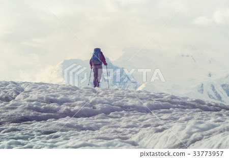 Hiker on glacier Hiker on glacier 33773957