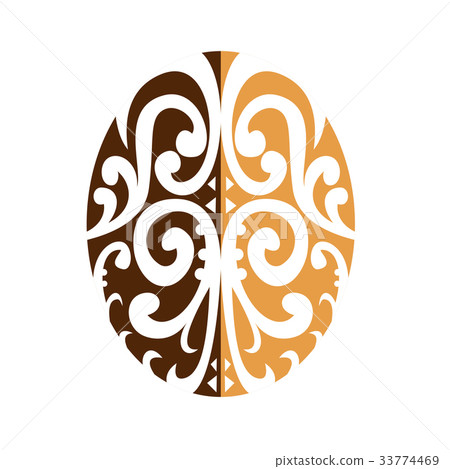 Coffee Bean with Maori Motif Coffee Bean with Maori Motif 33774469