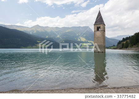 Submerged tower of reschensee church Submerged tower of reschensee church 33775482