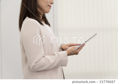 操作片劑的女性僱員 33776687