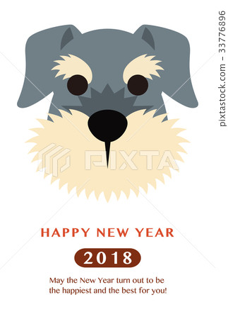 2018 New Year's card template _ Schnauzer __ HNY _ English supplement _ ver. White 33776896