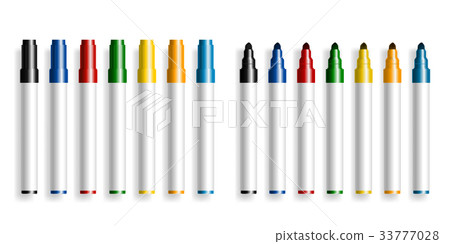 Colorful Marker Pens Set Vector Realistic Stock Vector (Royalty