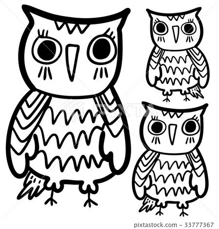 Hand drawn owl black white. Art Coloring book Hand drawn owl black white. Art Coloring book 33777367