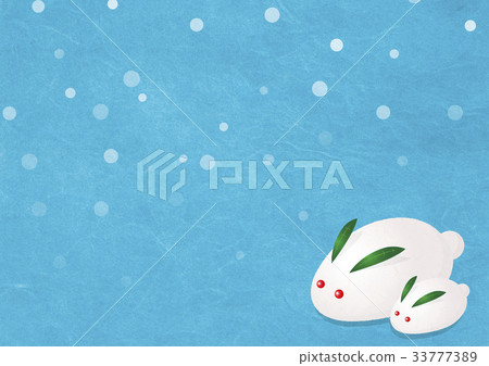 Background material to feel the texture of Japanese paper Snow rabbit 33777389