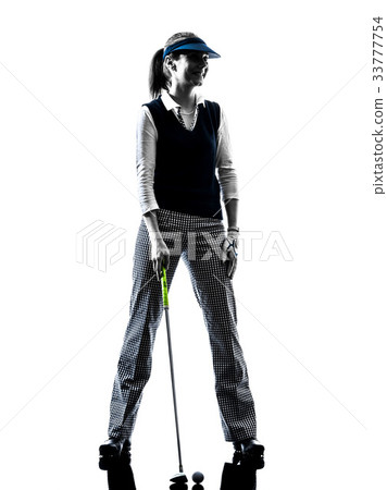 woman golfer golfing silhouette 33777754