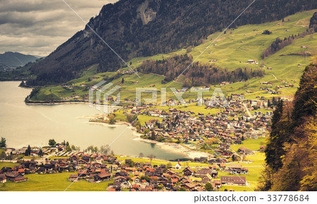 Rural Swiss landscape. Lungern toned photo 33778684