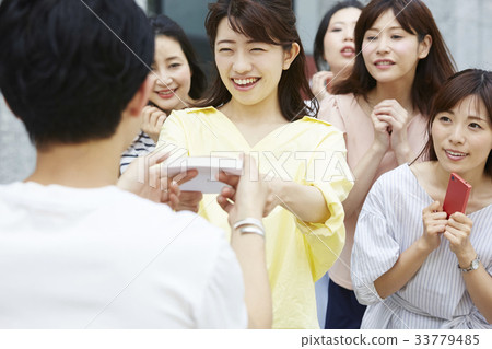 Fan woman getting a sign Fan woman getting a sign 33779485