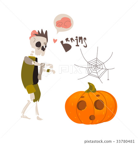 Halloween pumpkin lantern, skeleton, spider web Halloween pumpkin lantern, skeleton, spider web 33780481