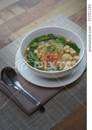Vietnamese noodle pork sausage soup  33781193