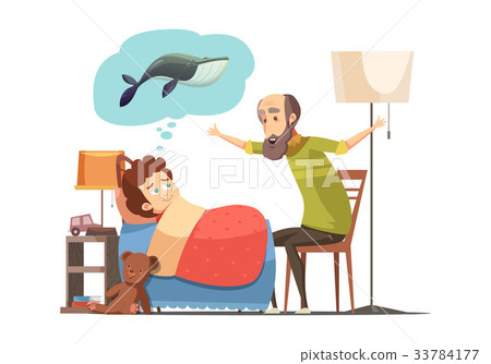 Grandfather Bedtime Story Cartoon Poster 33784177