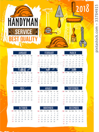 Handyman repair service 2018 calendar template Handyman repair service 2018 calendar template 33784915