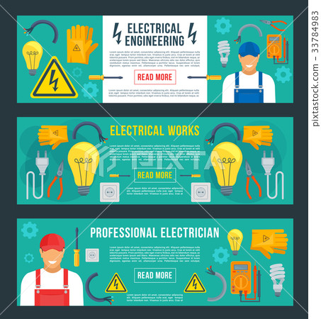 Vector banners for electrical engineering Vector banners for electrical engineering 33784983