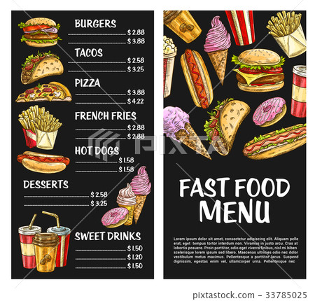 Fast food vector menu poster fastfood restaurant Fast food vector menu poster fastfood restaurant 33785025