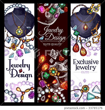 Vector banners of jewelry fashion accessories 33785176