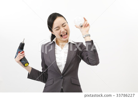 做企業差事的女商人西裝婦女白色後面 33786227