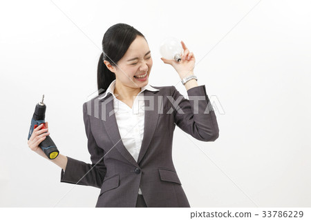 做企業差事的女商人西裝婦女白色後面 33786229