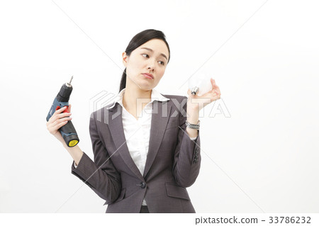 做企業差事的女商人西裝婦女白色後面 33786232