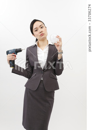 做企業差事的女商人西裝婦女白色後面 33786274