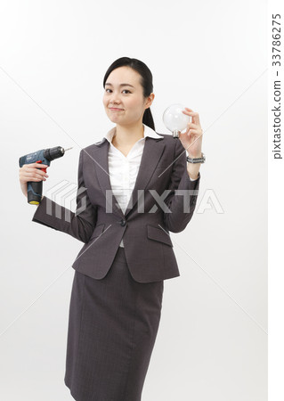 做企業差事的女商人西裝婦女白色後面 33786275