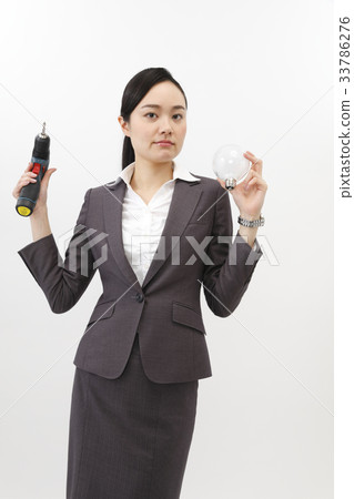 做企業差事的女商人西裝婦女白色後面 33786276