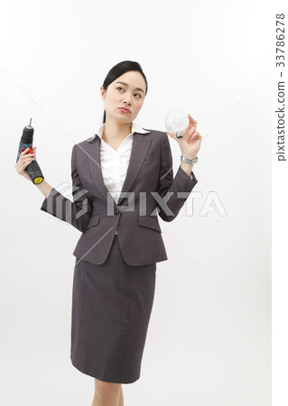 做企業差事的女商人西裝婦女白色後面 33786278