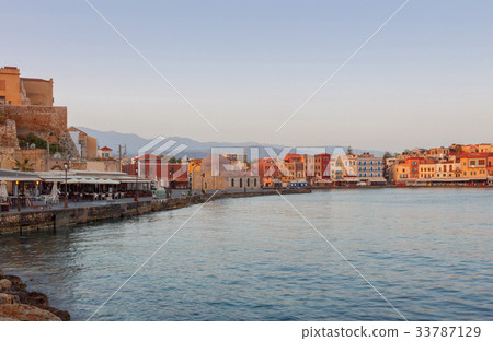 Chania. The old harbor at dawn. Chania. The old harbor at dawn. 33787129