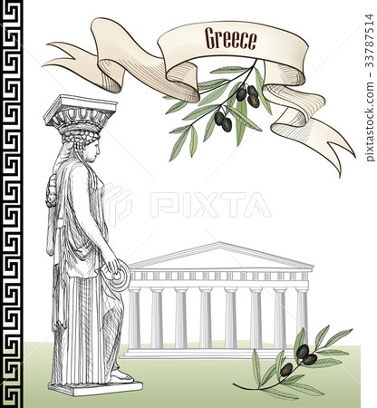 Ancient greek sign set. Travel Greece background 33787514