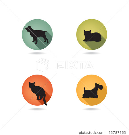 Dog and cat signs Animal set. Pets icon silhouette 33787563