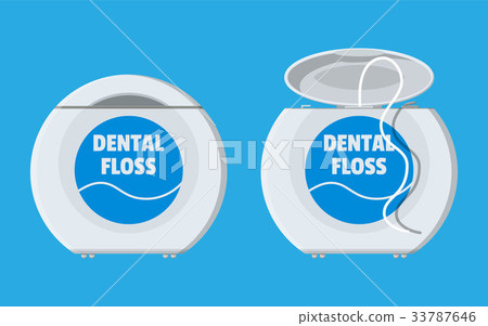 Dental floss in box. Container thread for tooth 33787646