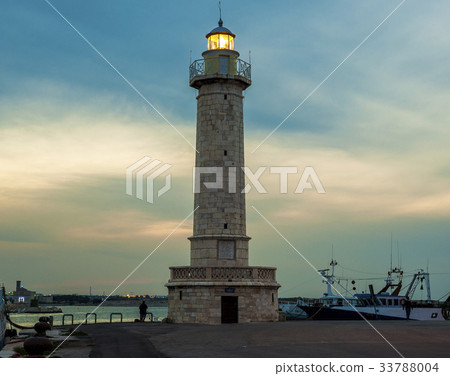 View of night lighthouse of Molfetta, Apulia 33788004