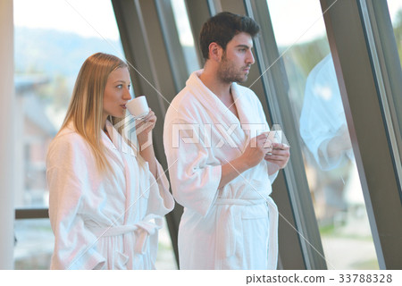 Couple enjoying wellness weekend and spa Couple enjoying wellness weekend and spa 33788328