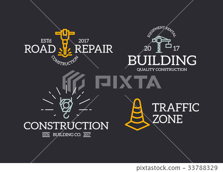 Set of retro vintage construction, traffic cone 33788329