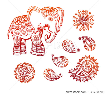 Indian ethnic elephant with african ornaments 33788703