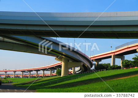 首都高速江北交界處和藍天風景 首都高速江北交界處和藍天風景 33788742