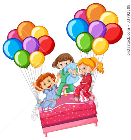 Three girls at slumber party 33792589