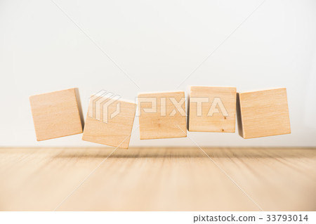bstract geometric real floating wooden cube 33793014